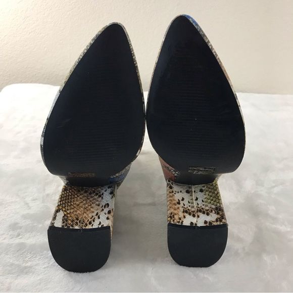 Public Desire faux colorful snakeskin chunky heel boots size 6 - Picture 8 of 10